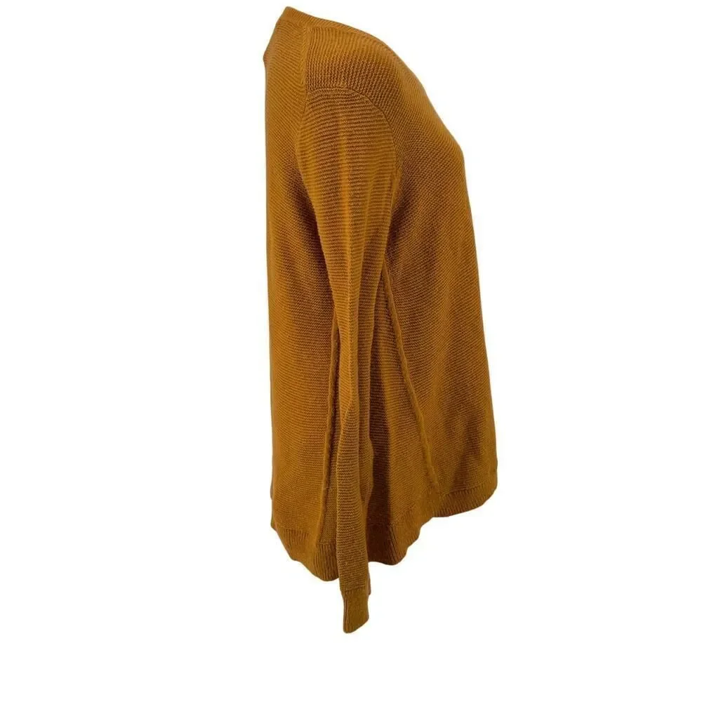 Madewell Women’s Mustard Yellow Knit Sweater Pullover Size Medium Cotton Blend - Picture 4 of 7